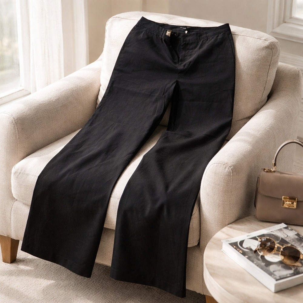 Torrid 18 Women's Black Linen Blend Wide Leg Trousers Pants Goth 1X NWT $59